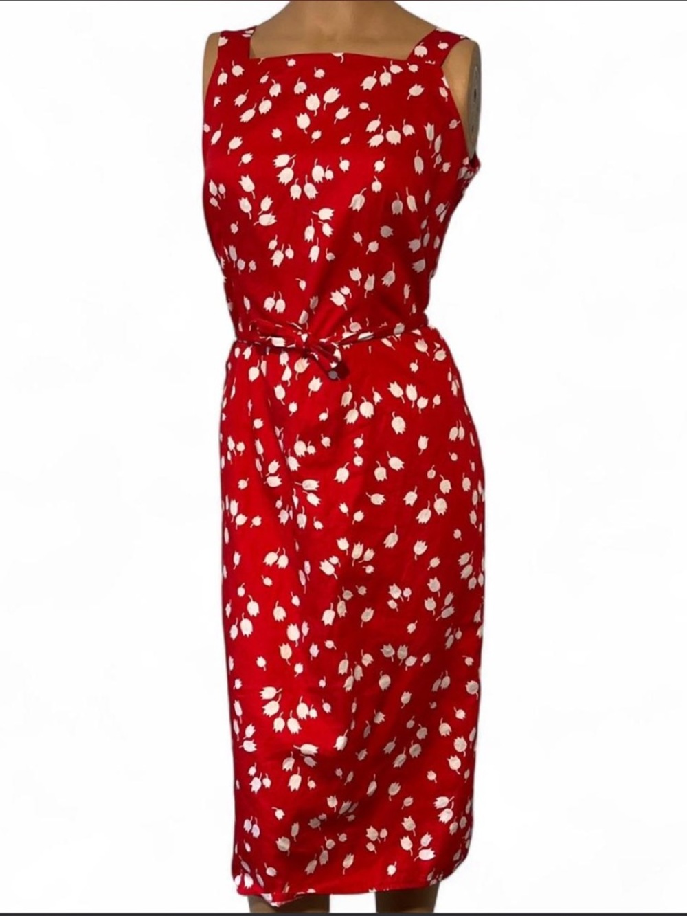 Liz Claiborne Red Floral Belted Dress